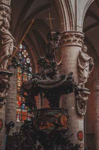 brown and black statue