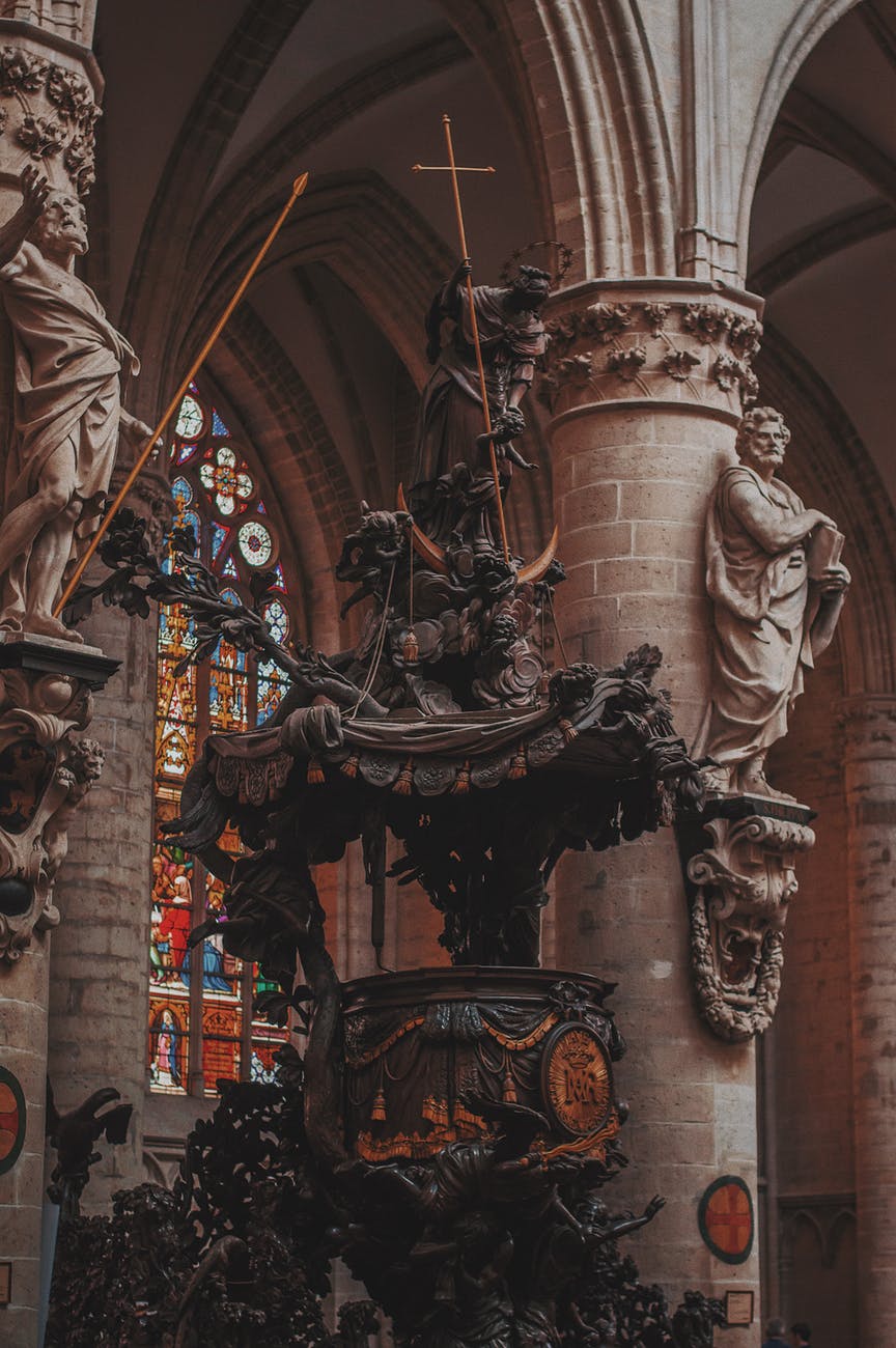 brown and black statue