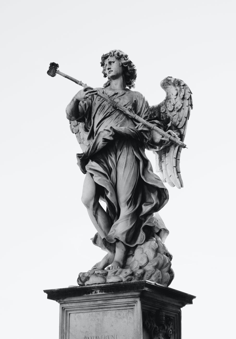 black and gray angel statue decor