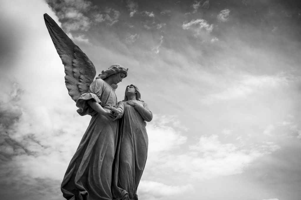angel art black and white clouds